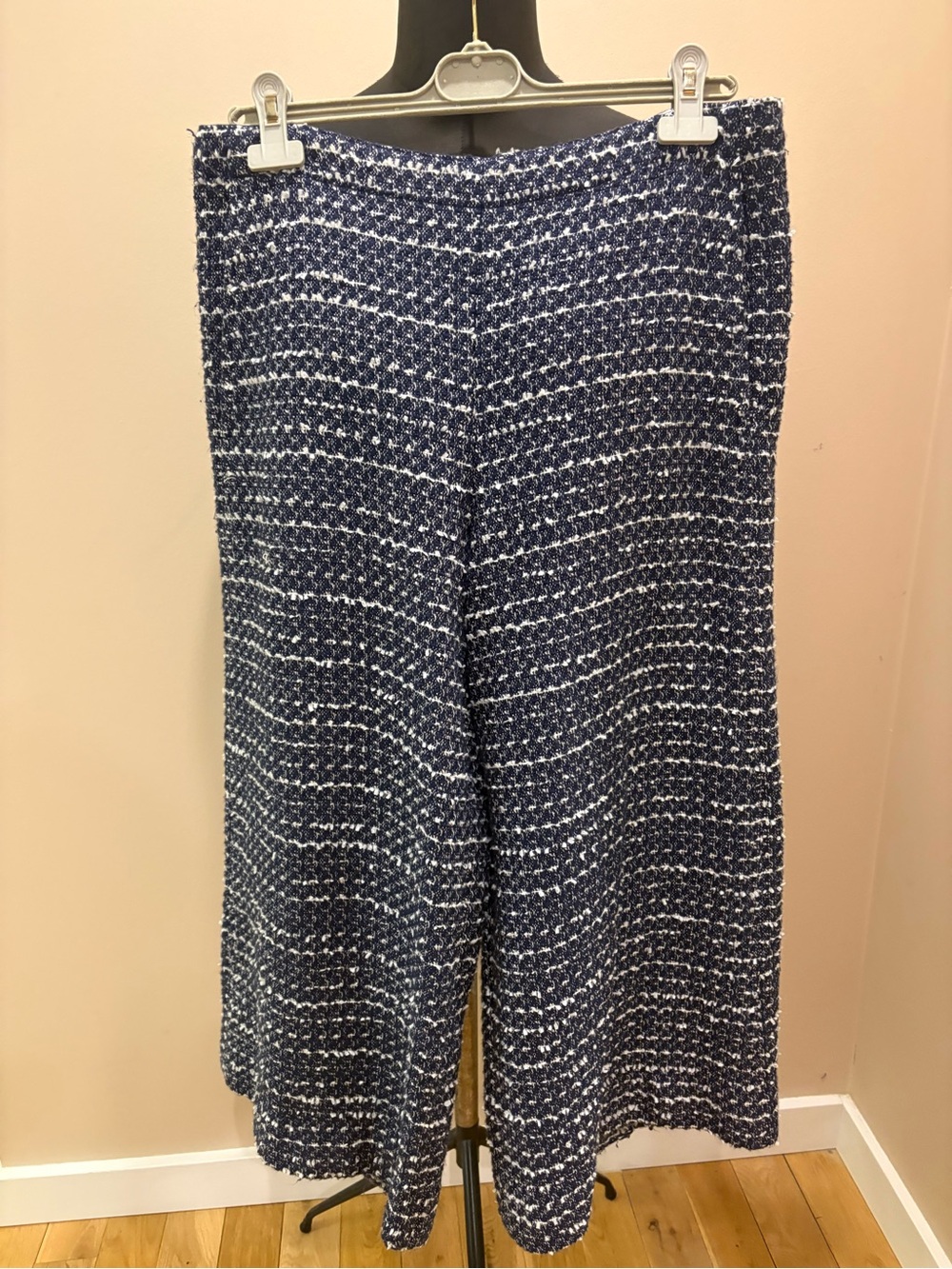 Blue Tweed Wide-Leg Women’s pants